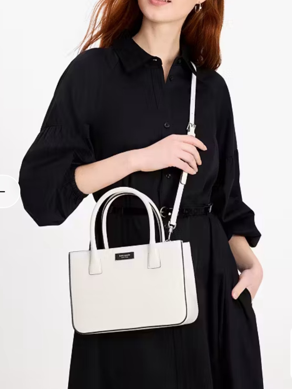 kate spade White medium Crossbody Tote with Black Trim